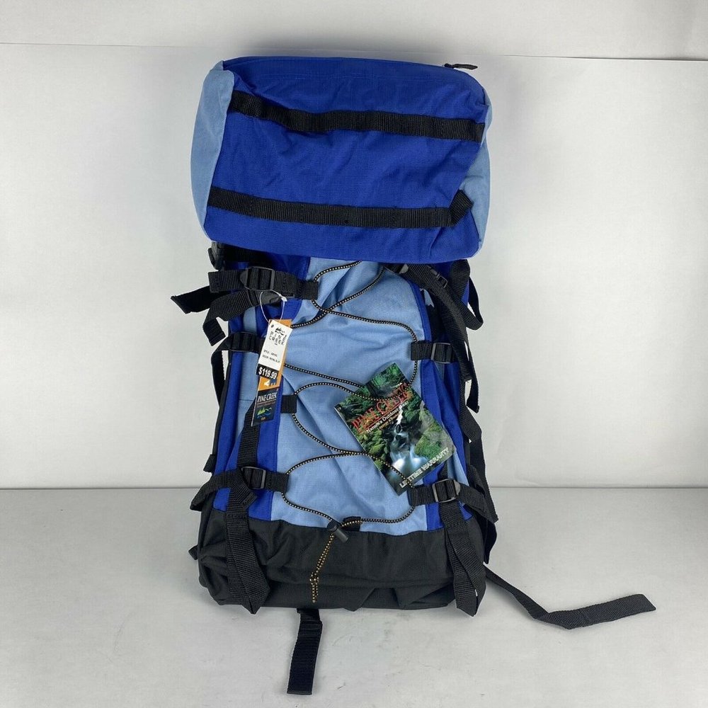 Pine Creek USA Camper Pack Hiking Backpack Blue Black 28”x16”x9” NWT USA Made
